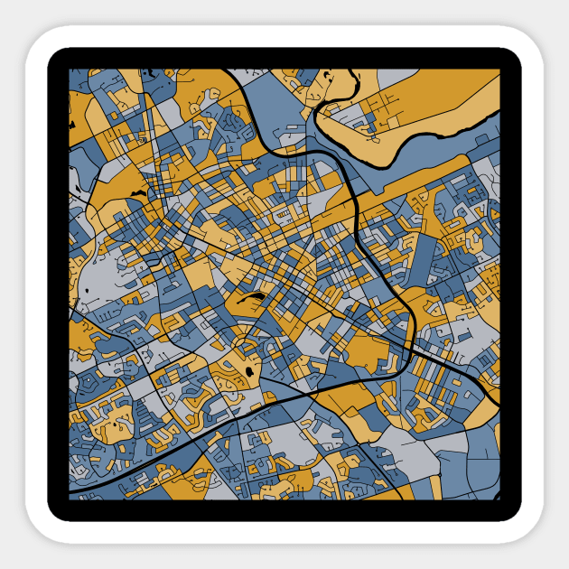 Kitchener Map Pattern in Blue & Gold Sticker by PatternMaps